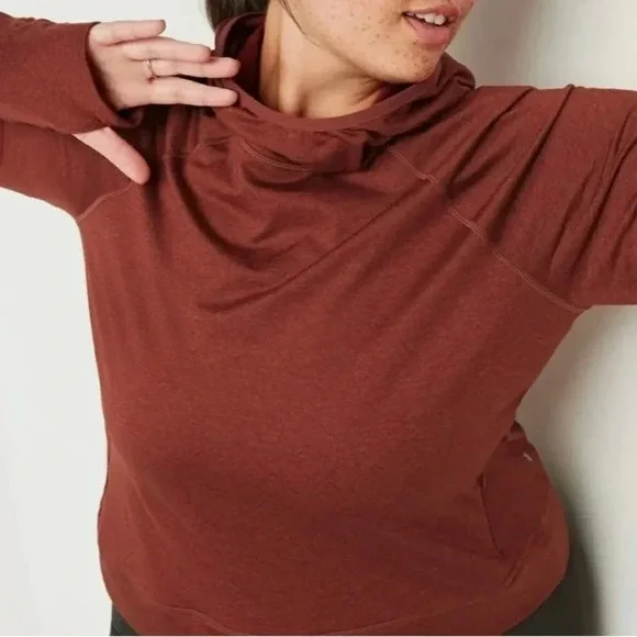 Old Navy XXL Cowlneck Cropped Pullover New Rust Athleisure Activewear Sporty - Picture 16 of 16